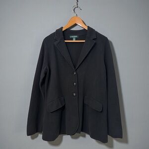RALPH LAUREN 100% COTTON KNIT BLAZER JACKET XL BLACK